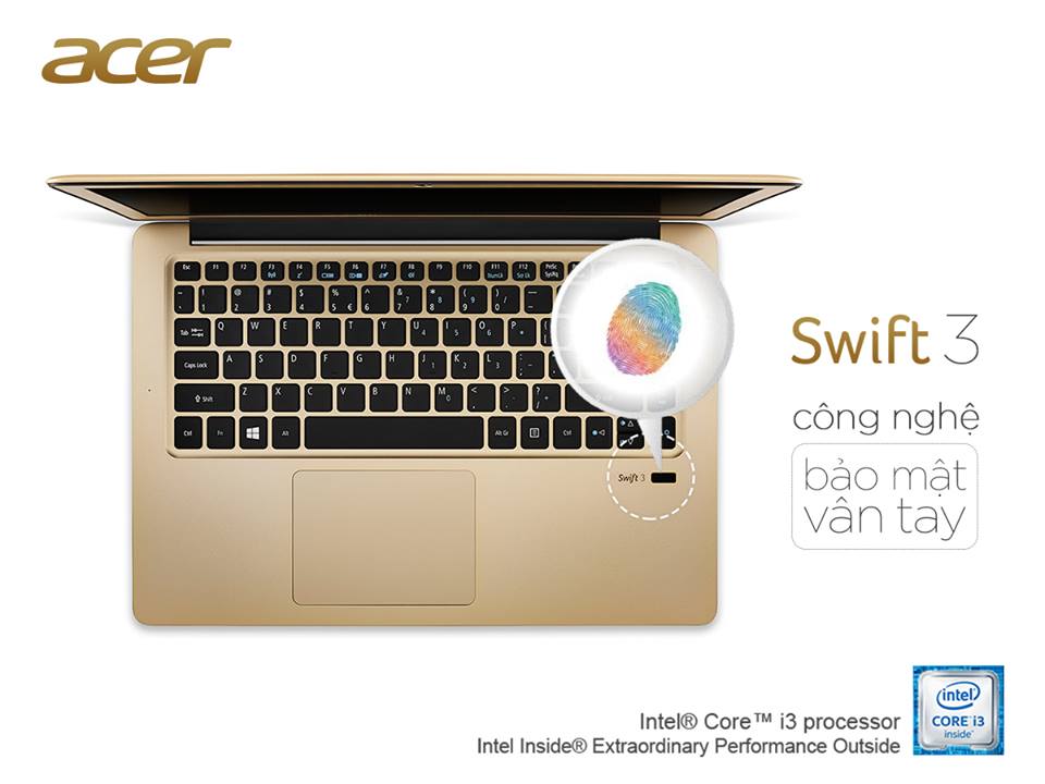 Máy tính xách tay Acer Swift 3 SF314-51-38EE NX.GKKSV.001 (Gold)