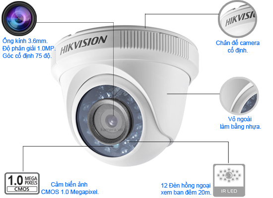 Camera quan sát Dome Hikvison  DS-2CE56C0T-IRP