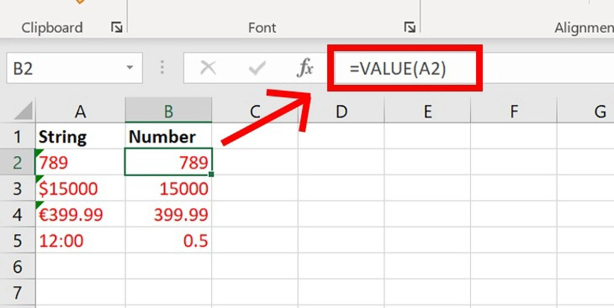 Cú pháp hàm VALUE trong Excel