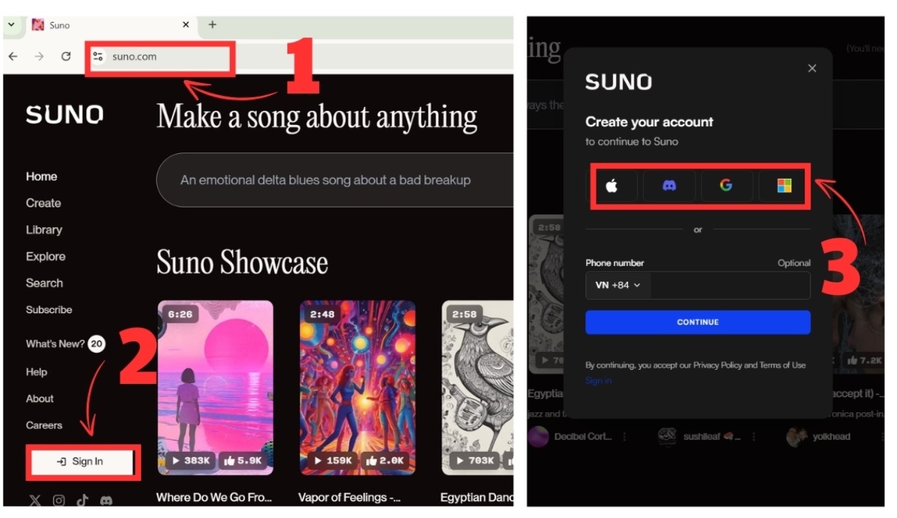 Hướng dẫn sử dụng ứng dụng Suno AI để tạo nhạc 