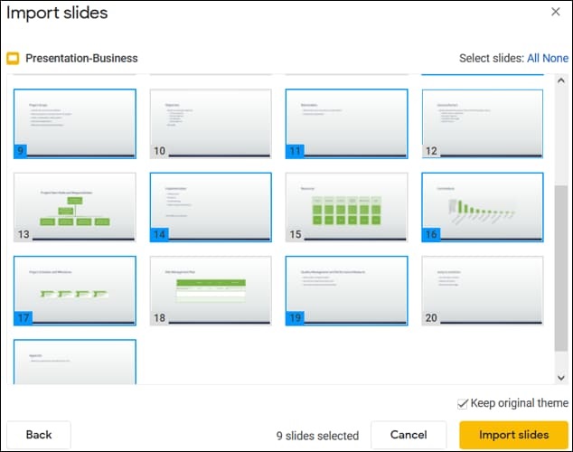 Chuyển file PowerPoint bằng cách import Google Slide