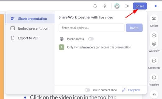 tính năng Teamwork của Pitch giúp bạn và team chỉnh sửa slide online