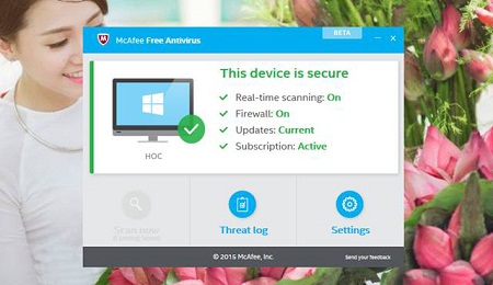 Phần mềm McAfee Free Antivirus dành cho Windows 10