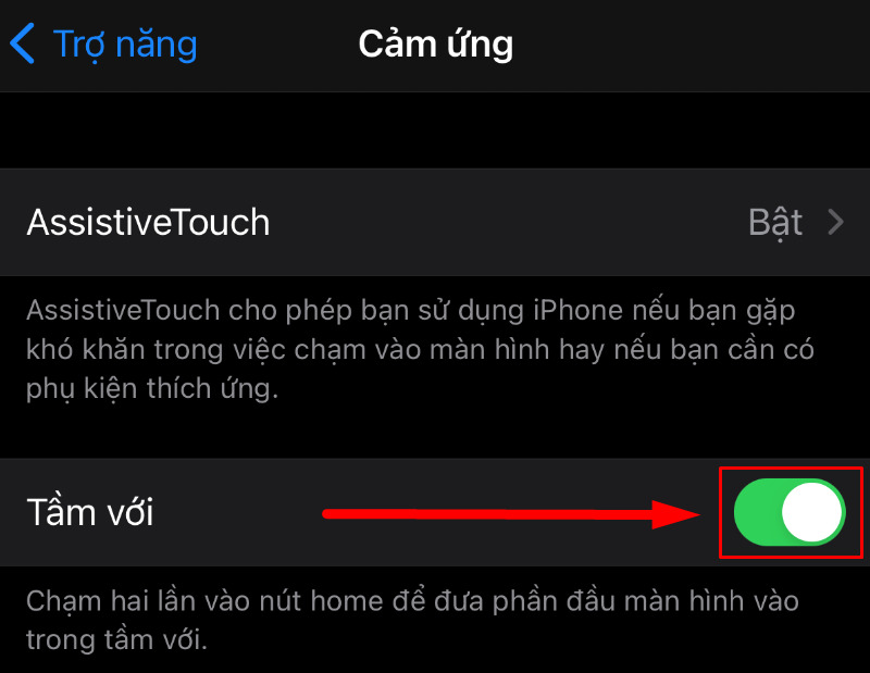 cách kích hoạt chế độ Reachability