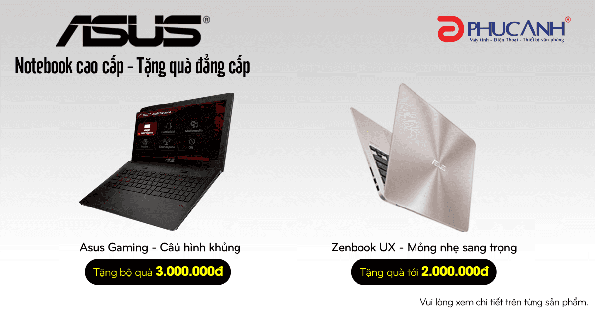 Mua Laptop Asus – Tặng quà đẳng cấp 3.000.000Đ