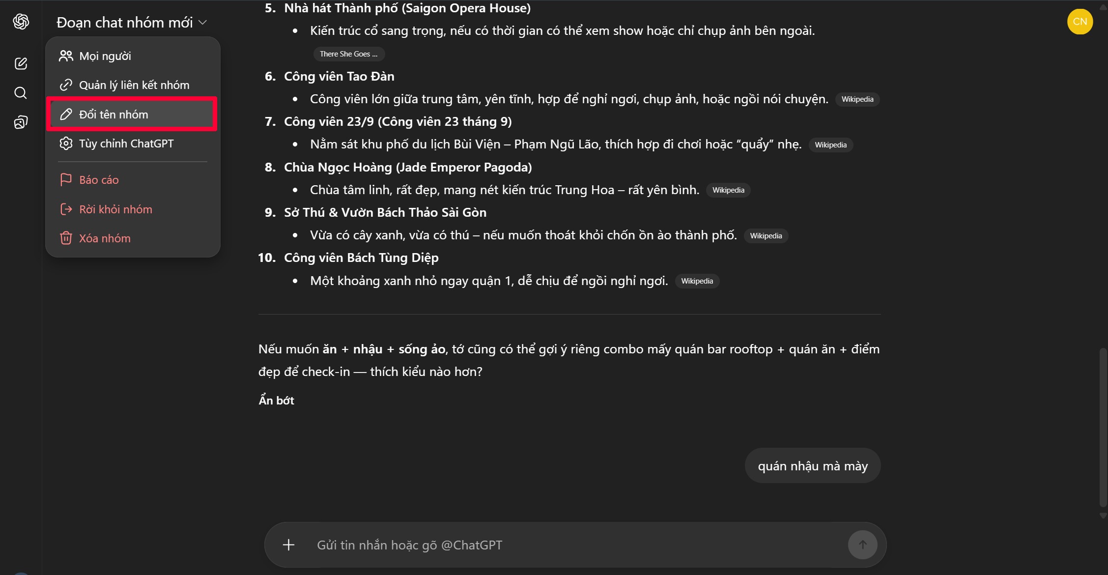 Cách tạo Chat nhóm trên ChatGPT
