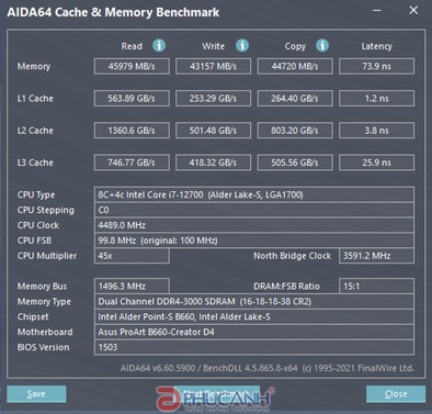test Intel Core i7 12700 và RTX 3050
