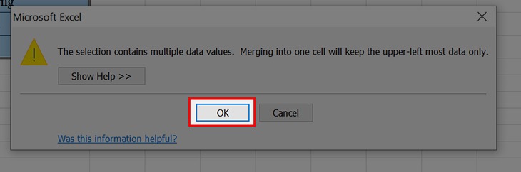 Sử dụng tính năng Merge trong Excel để gộp 2 ô 3