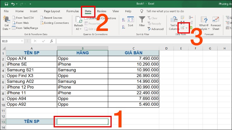 Cách tạo Drop List trên dữ liệu có sẵn
