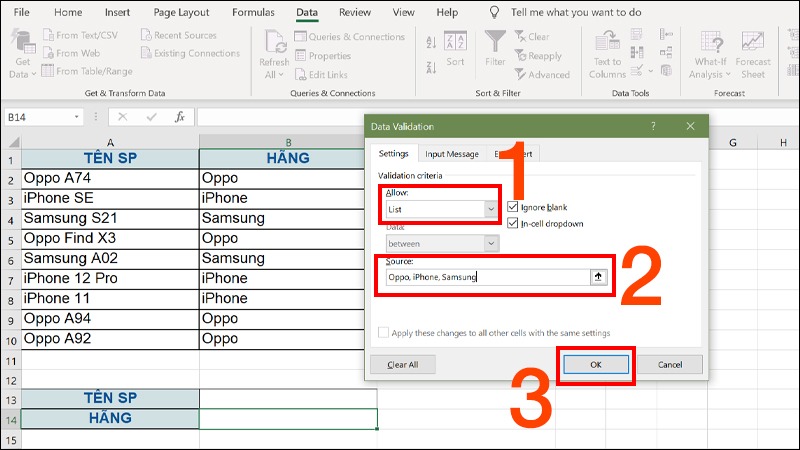 Cách tạo Drop List tự nhập dữ liệu