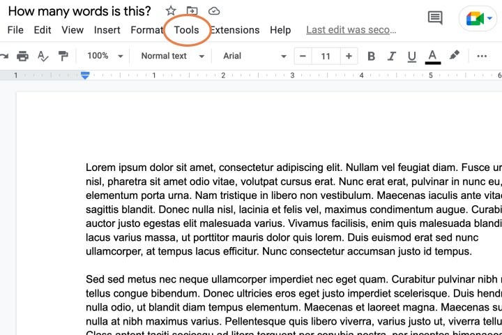 Cách xem số lượng từ trên Google Docs