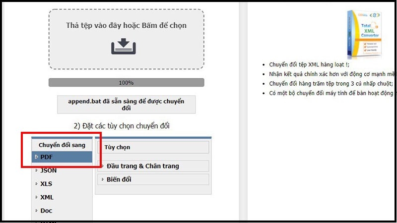 cách chuyển file XML sang PDF online