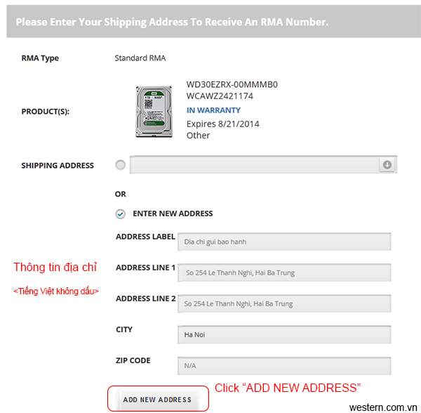 Trước khi mang ổ cứng đến bảo hành tại trung tâm WD, khách hàng phải đăng ký sản phẩm, tạo RMA nhằm đảm bảo quyền lợi cho bạn khi sử dụng sản phẩm chính hãng.    Hướng dẫn tạo RMA để bảo hành ổ cứng WD   Bước 1: Truy cập theo link WD SUPPORT PORTAL   - Nếu bạn đã có tài khoản thì nhập Email, password và click 