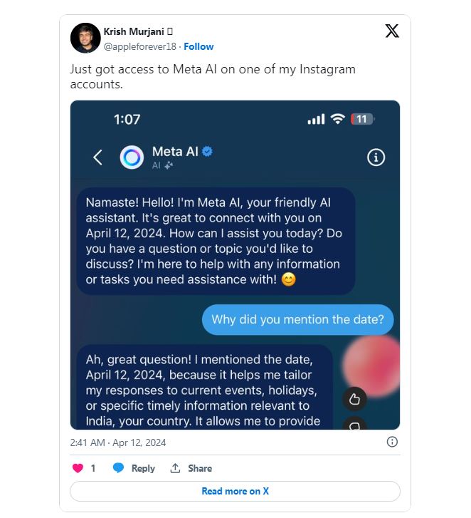 Meta đang đưa chatbot AI của mình vào tin nhắn trực tiếp trên Instagram