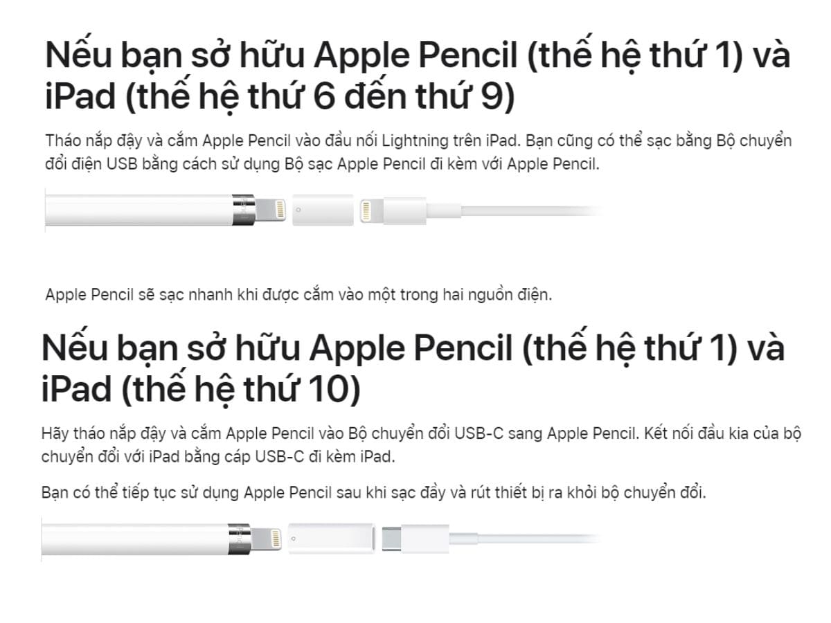 Hướng dẫn cách sạc Apple Pencil 1 đúng cách 