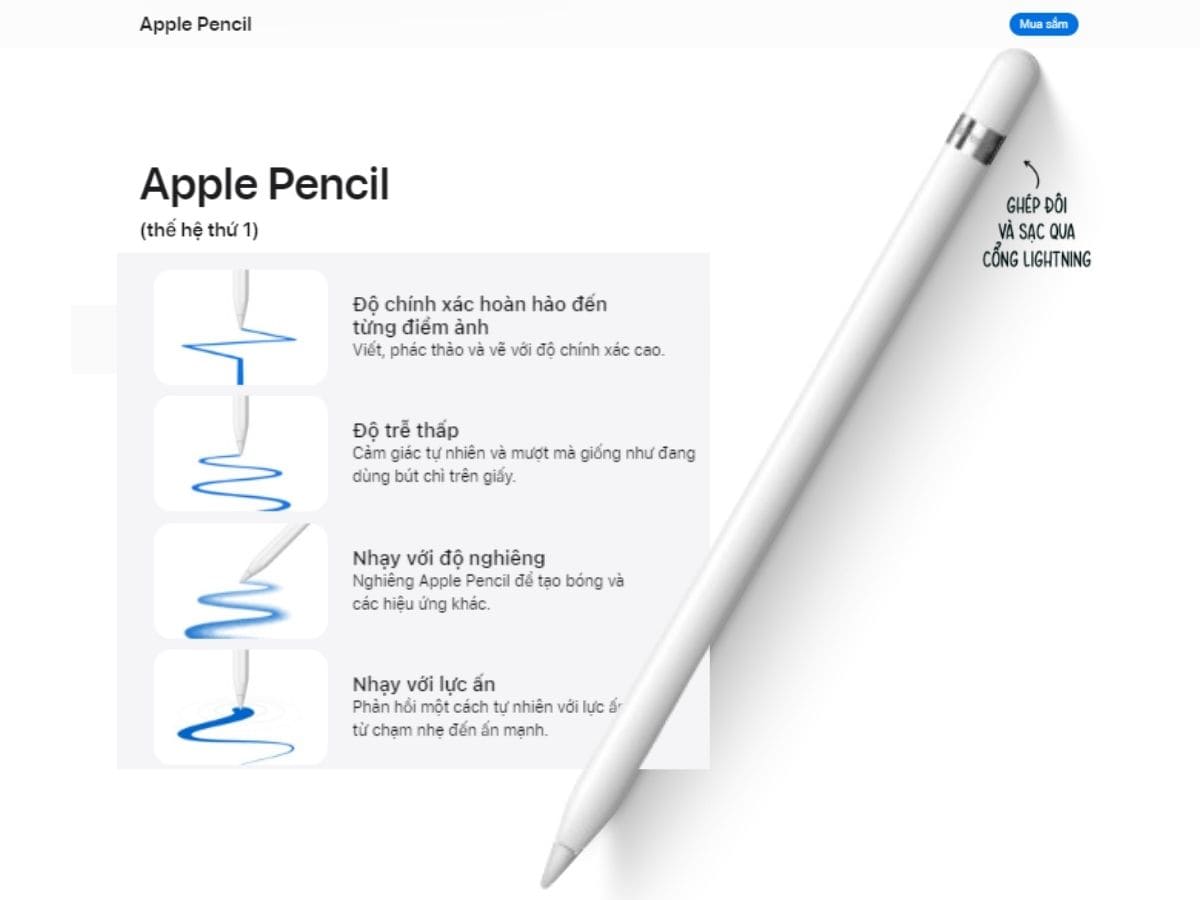 Các tính năng có trên Apple Pencil 1