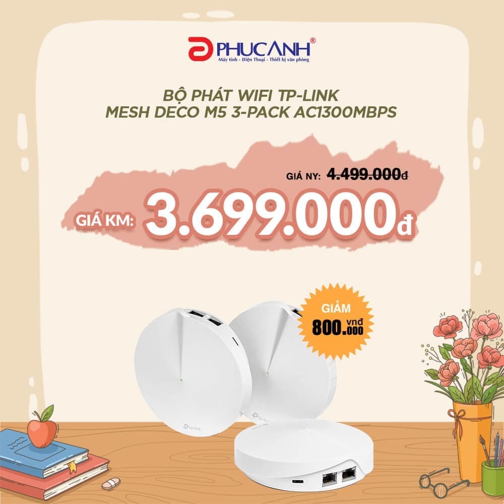 Bộ phát wifi TP-Link Deco M5 3-Pack AC1300Mbps