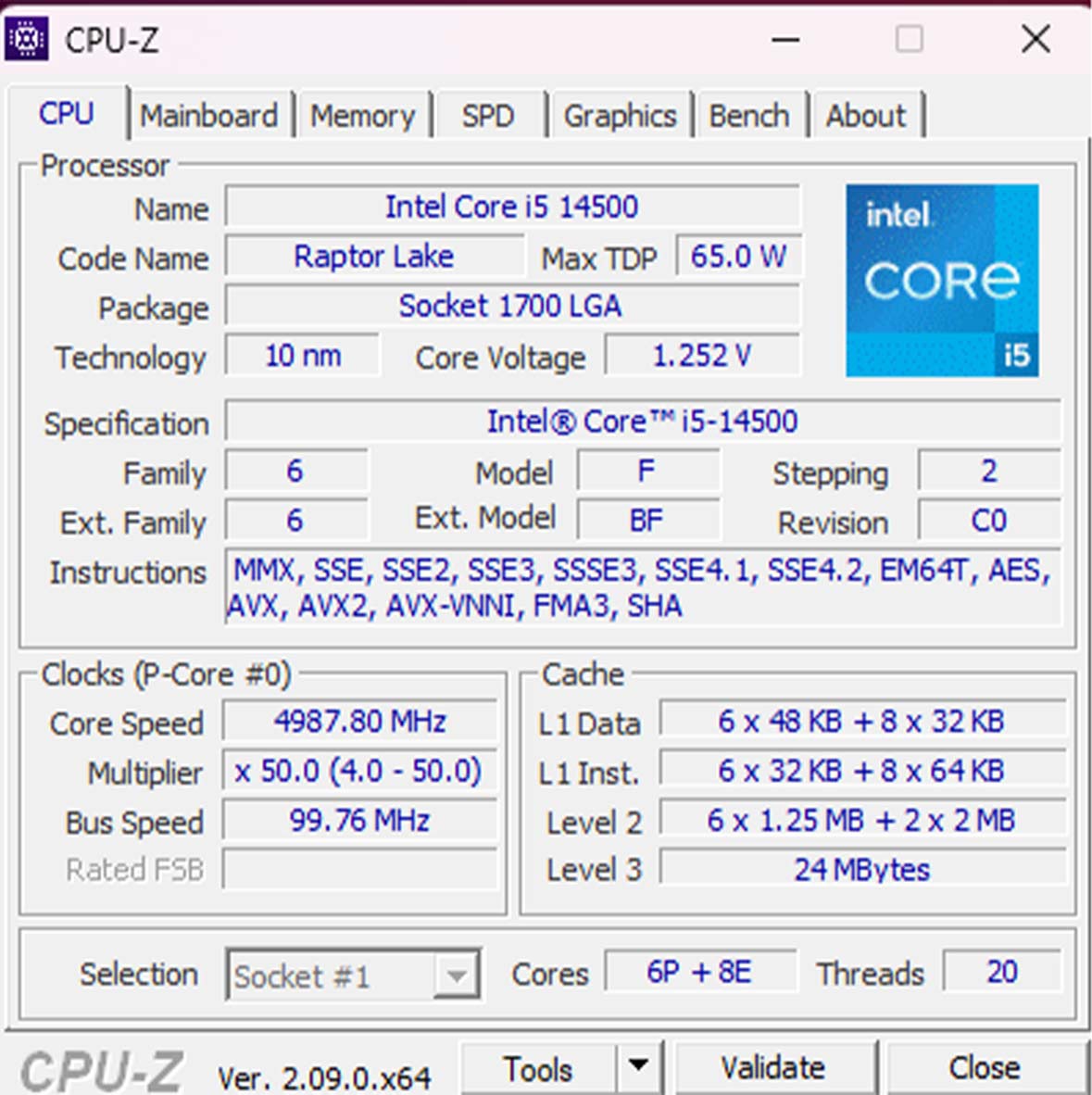 Tổng quan thông số CPU Intel i5 14500