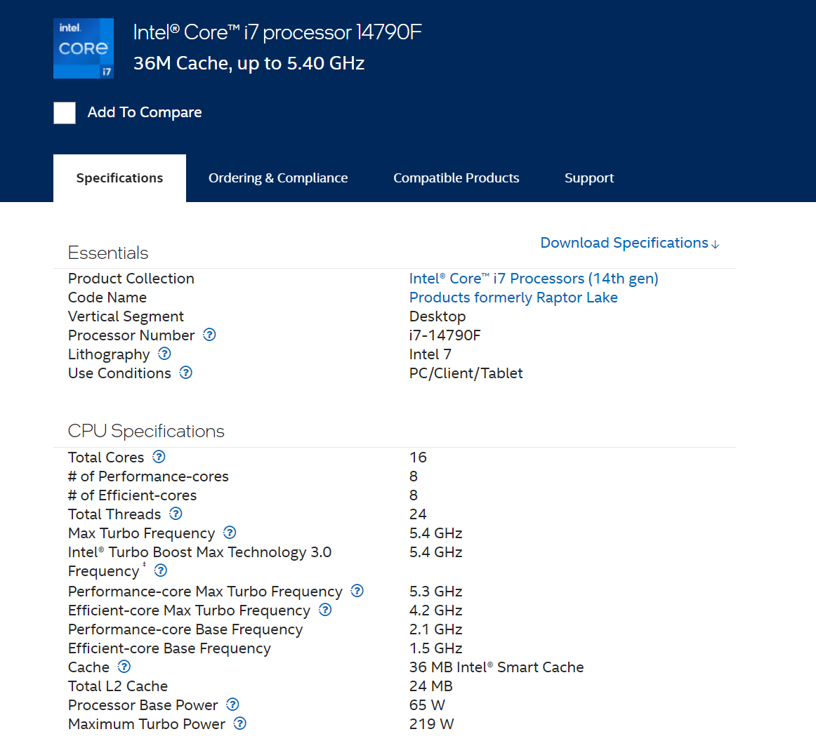 Intel ra mắt CPU Core i7-14790F 