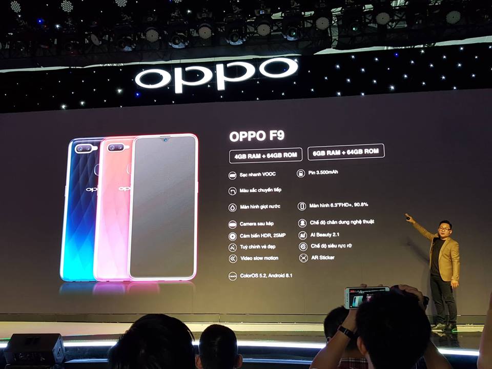 Oppo F9 ra mắt tại Việt Nam: giá 7.690 triệu, camera kép, màn hình giọt nước, công nghệ sạc nhanh