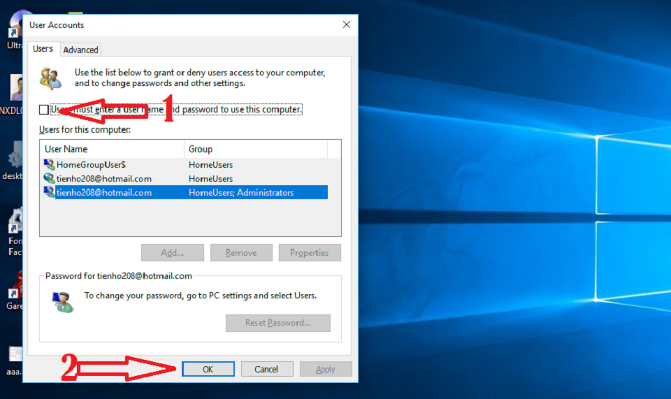 Đăng nhập vào hệ thống máy tính trên Windows 10 không cần mật khẩu