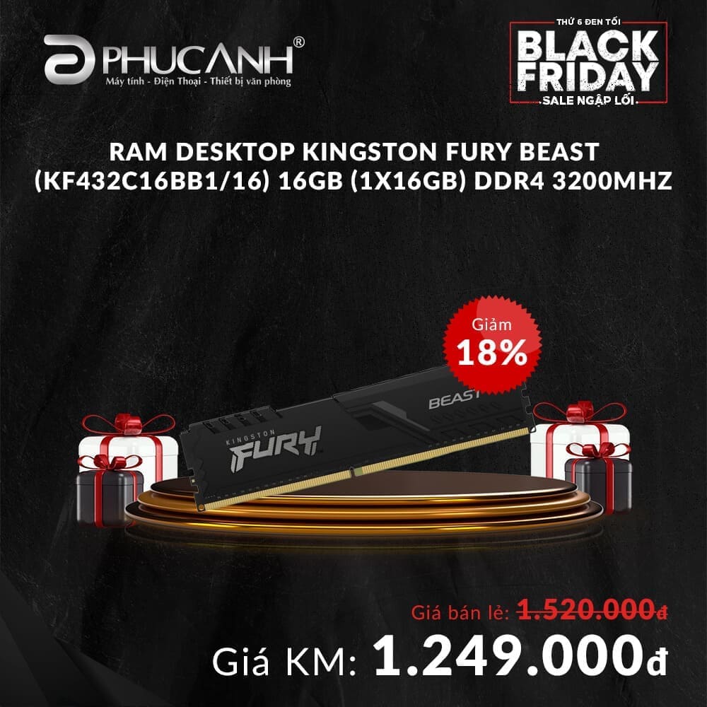 Ram Kingston Fury Beast (KF432C16BB/8) 8GB DDR4 3200Mhz