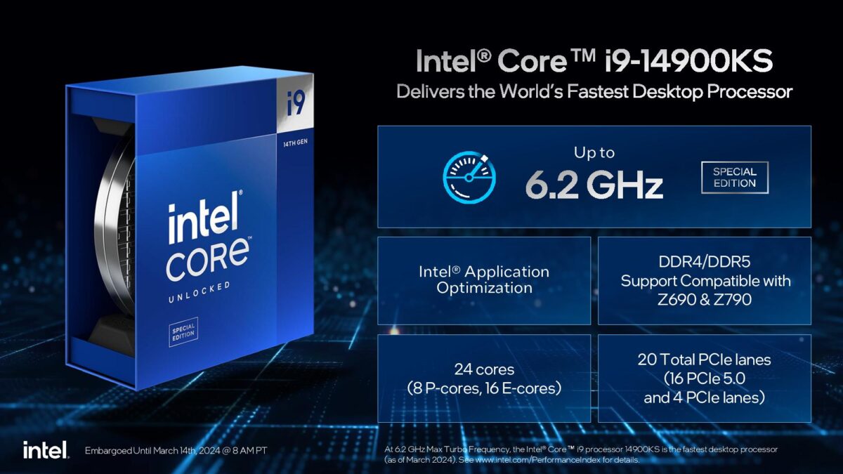 Intel ra mắt bộ xử lý Core i9-14900KS xung nhịp lên tới 6,2 GHz với giá 17 triệu đồng