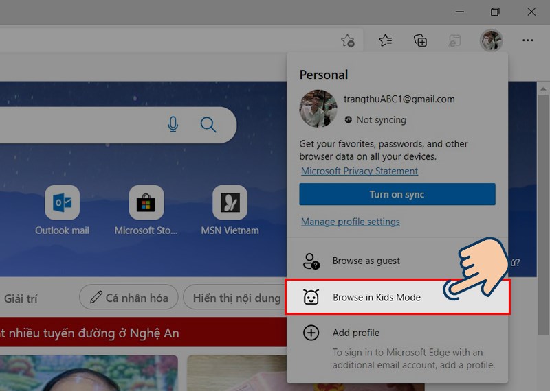 cách bật chế độ Kid Mode trong trình duyệt Microsoft Edge