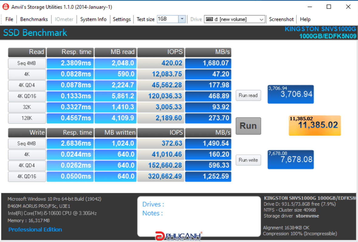 review Ổ SSD Kingston NV1 500Gb PCIe NVMe