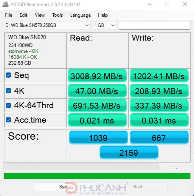 Tốc độ thực tế của SSD WD Blue SN570