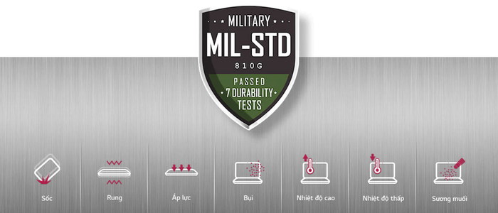 Những bài kiểm tra tiêu chuẩn MIL-STD trên laptop
