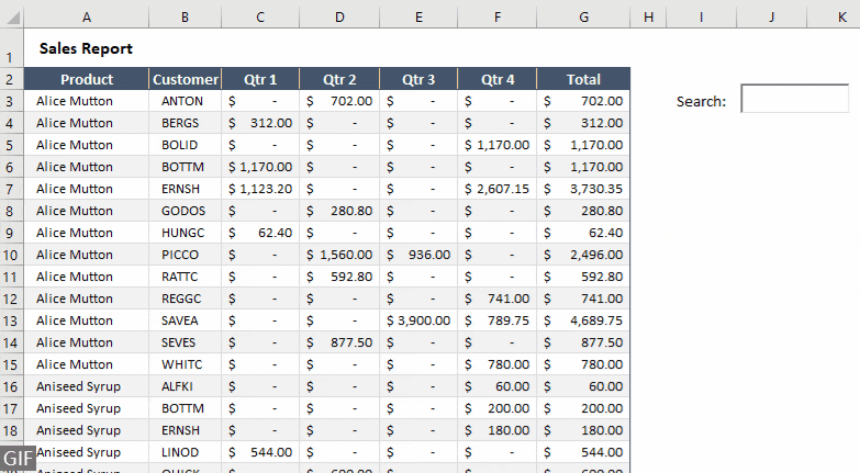 Tạo ô tìm kiếm bằng Conditional Formatting - Định dạng có điều kiện