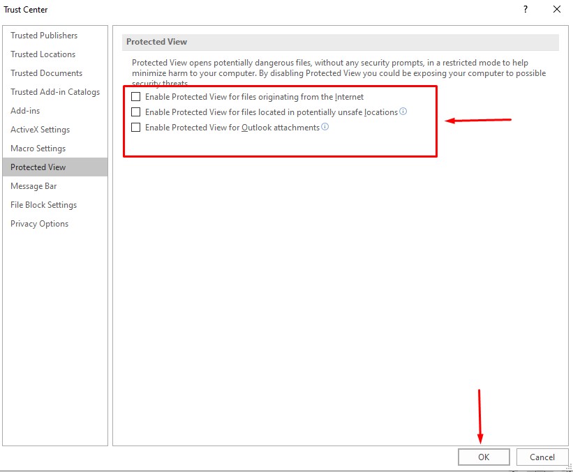 Cách tắt Enable Editing trong Word, Excel hoặc Powerpoint