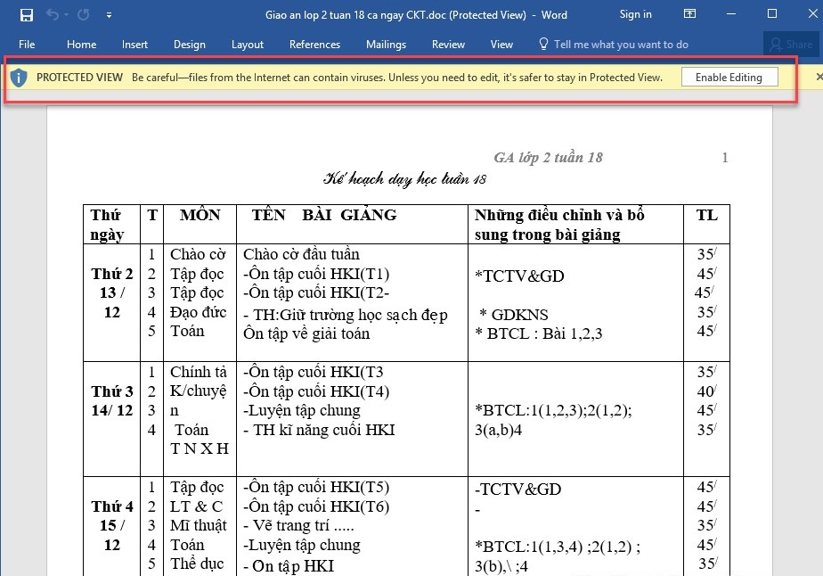 Cách tắt Enable Editing trong Word, Excel hoặc Powerpoint