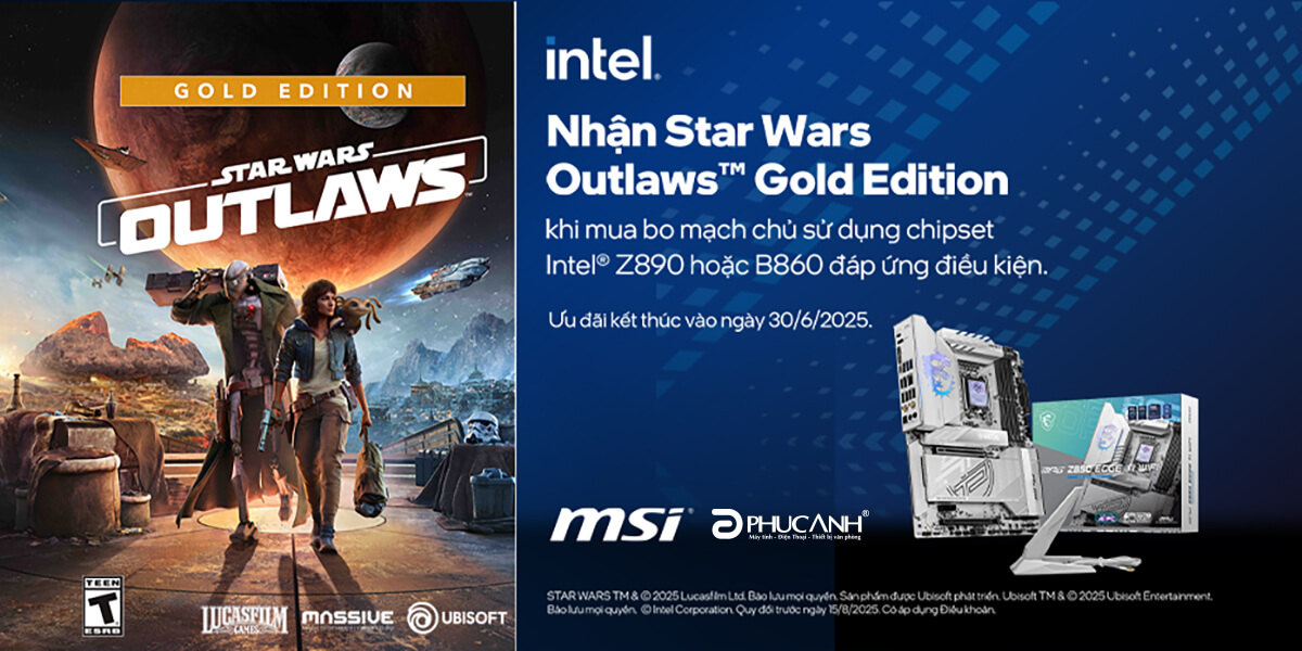 Mua bo mạch chủ MSI chip set Intel® nhận code game Star Wars Outlaws™ Gold Edition
