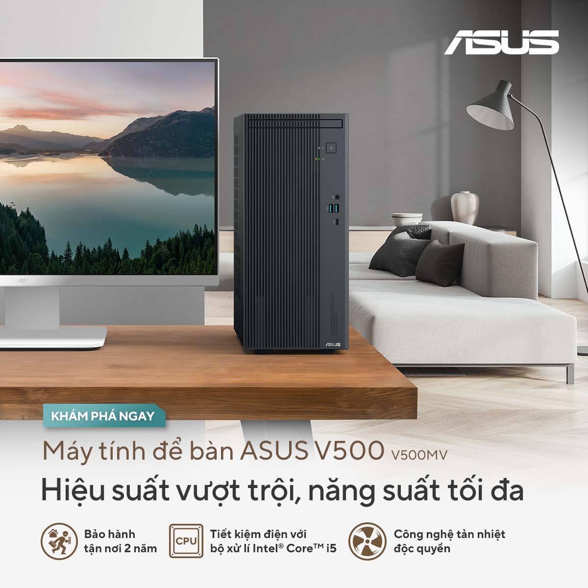 ASUS V500MV - Một mẫu máy tính dạng tháp (tower) tiêu biểu.