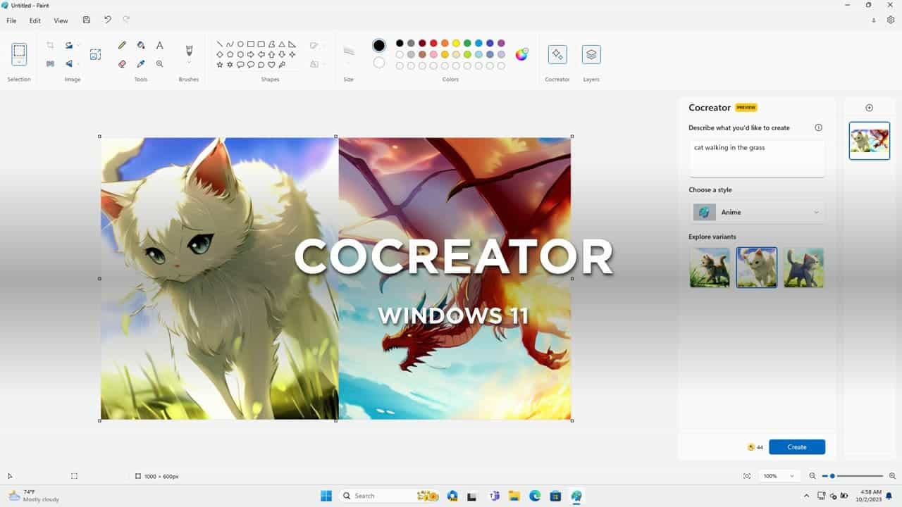 tính năng Cocreator trong Paint trong Windows 11 