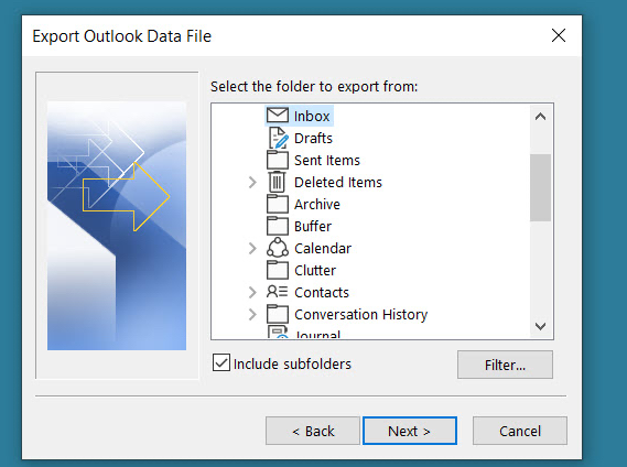 sao lưu Email trong Outlook trên Windows hoặc Mac