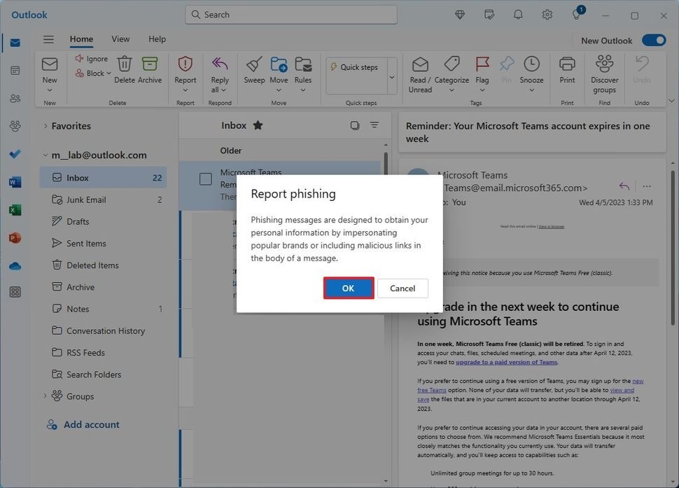 Cách báo cáo email lừa đảo trong Outlook (ứng dụng và web)