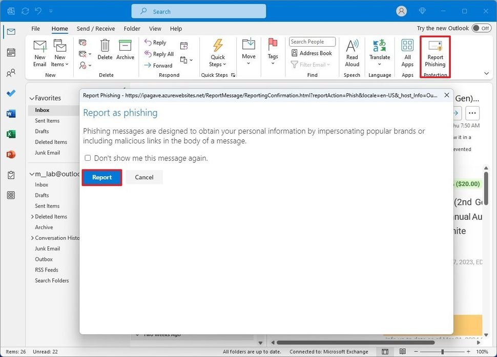 Cách báo cáo email lừa đảo trong Outlook (ứng dụng và web)