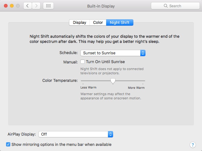 Cách bật bộ lọc ánh sáng xanh trên máy Mac