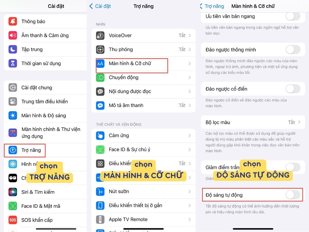 Cách bật độ sáng tự động trên iPhone