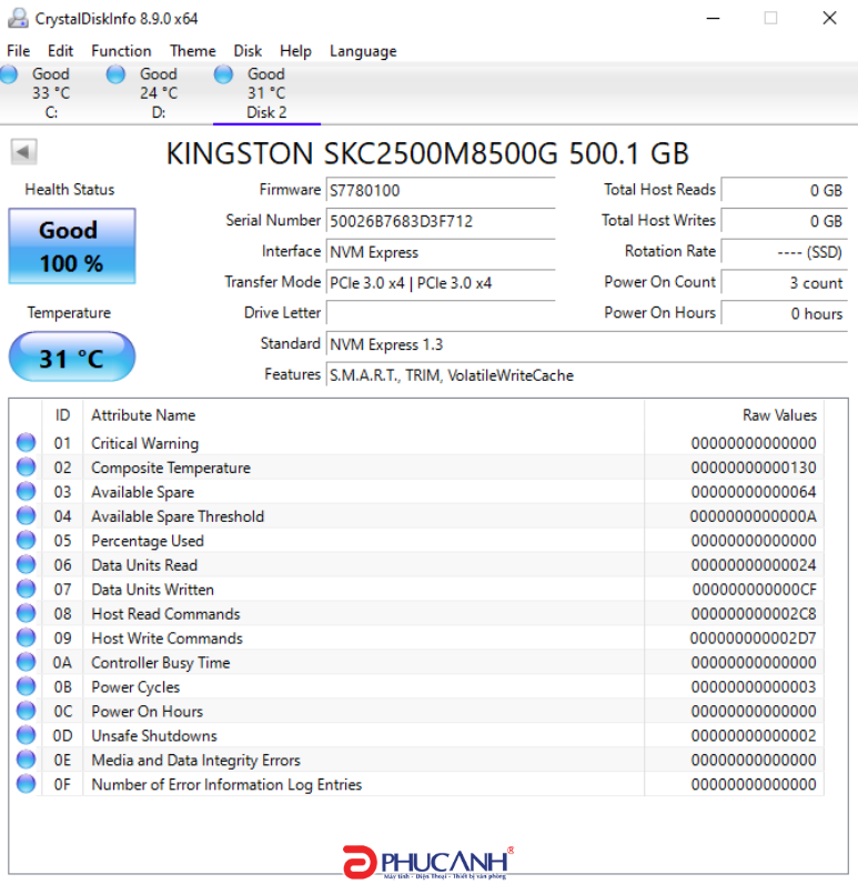đánh giá SSD Kingston KC2500