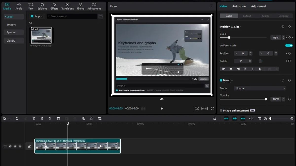 Cách đặt Keyframe trong capcut PC