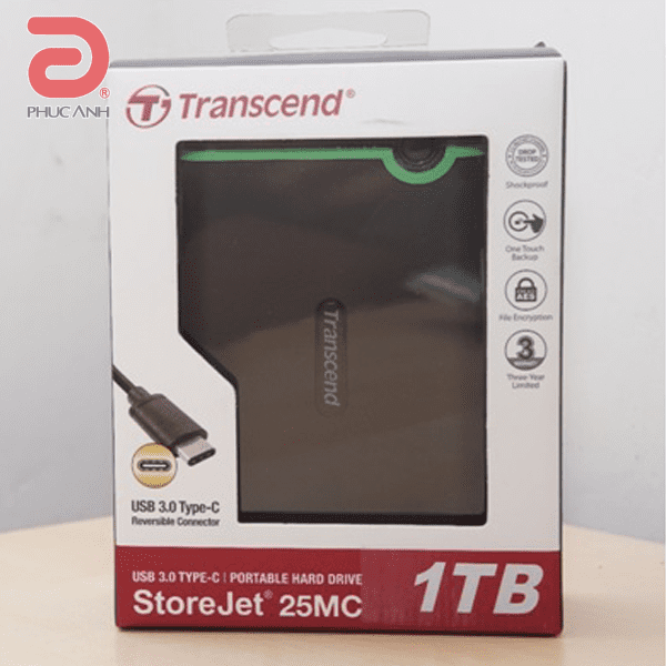 Ổ cứng di động Transcend StoreJet Mobile 25MC 1Tb USB3.0 & Type-C